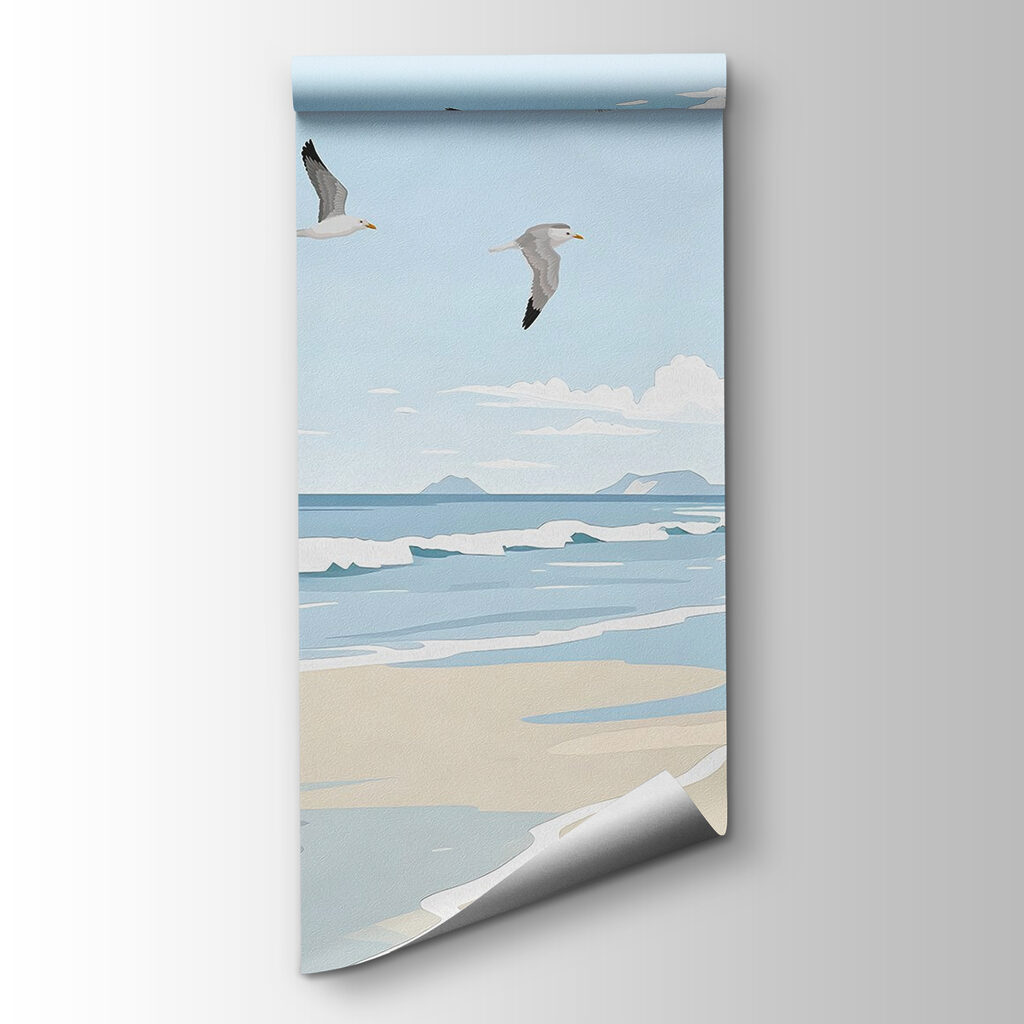 Beach with birds flying over it Beach with birds flying over it