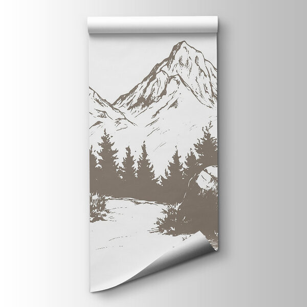 Mountain range with trees and rocks Mountain range with trees and rocks