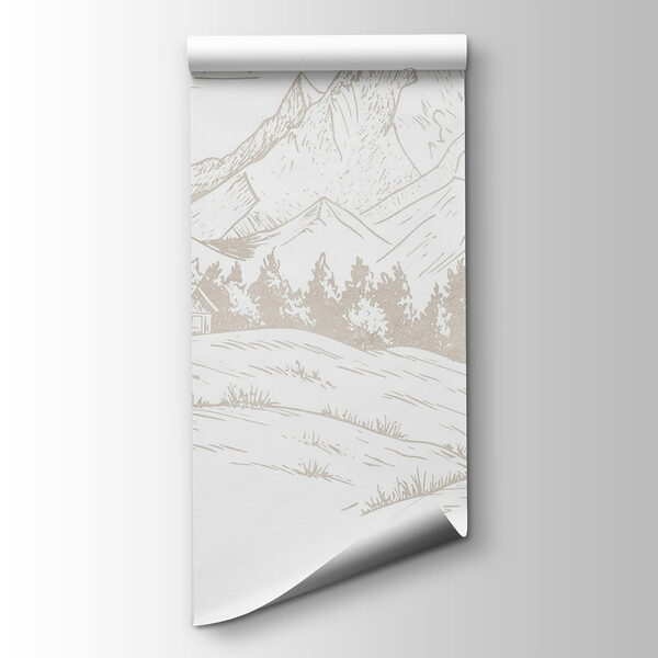 Drawing of a landscape with mountains and trees Drawing of a landscape with mountains and trees