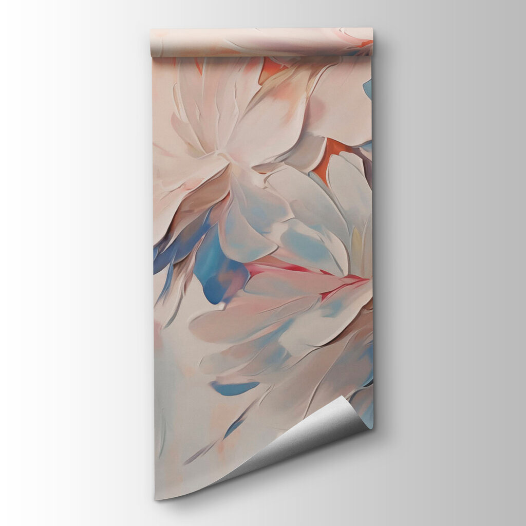 Painting of flowers on a white surface Painting of flowers on a white surface