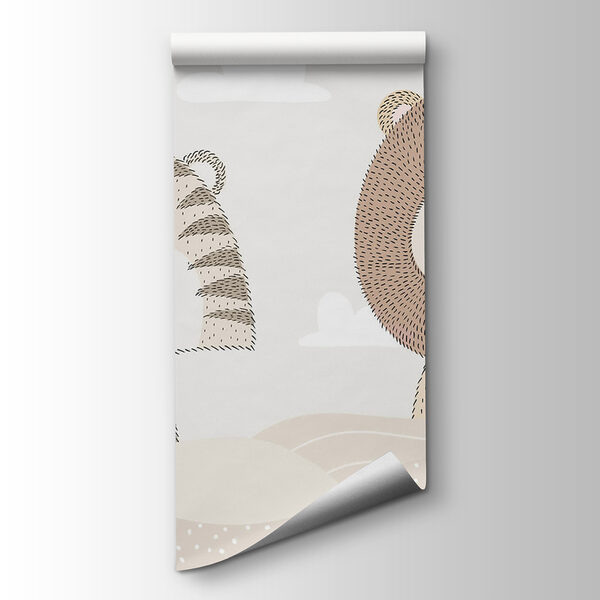 Lion and tiger in a desert Lion and tiger in a desert