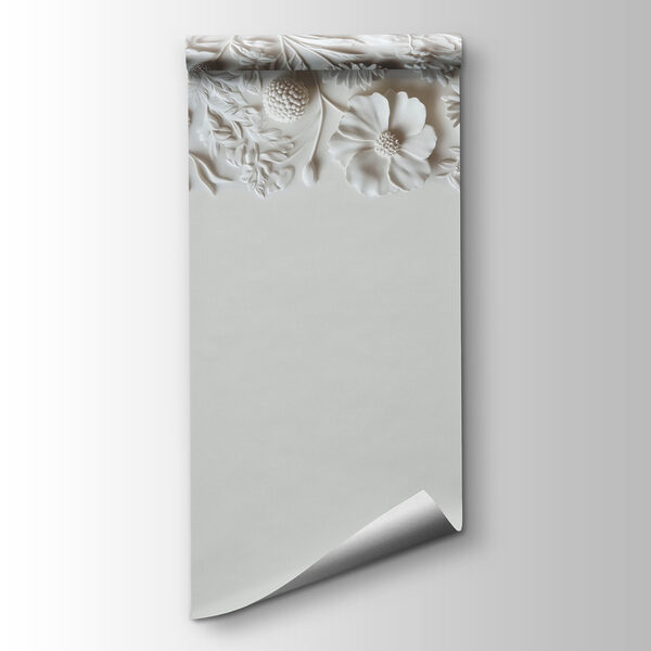 White floral design on a wall