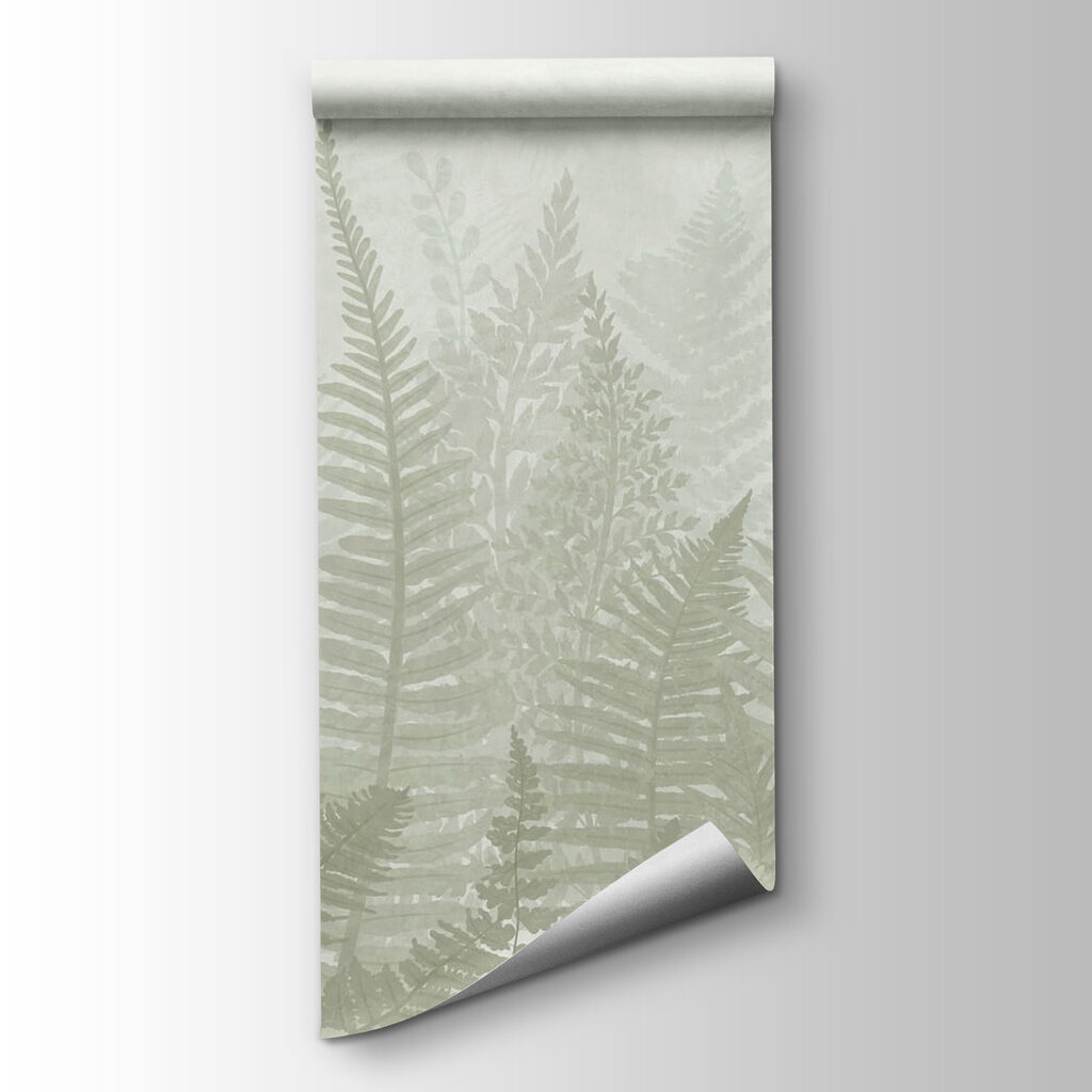 Fern leaves in a foggy environment