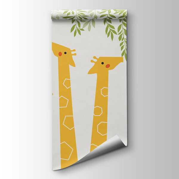 Group of giraffes with leaves