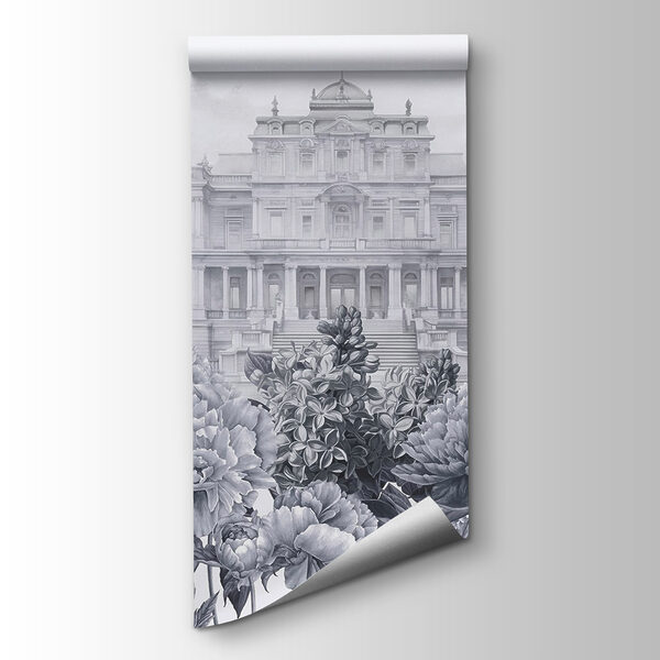 Large white building with flowers Large white building with flowers