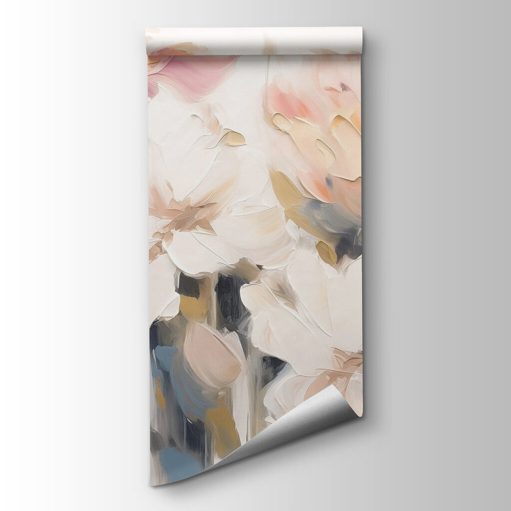 Painting of flowers on a white surface Painting of flowers on a white surface