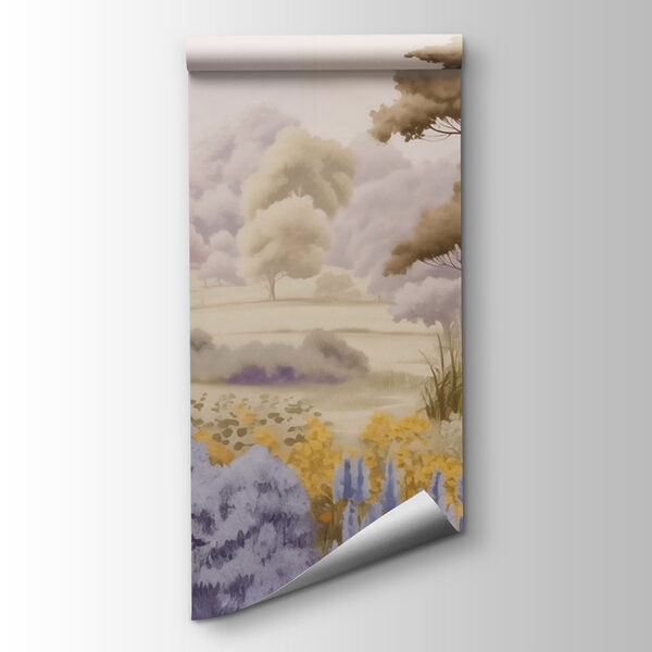 Landscape with trees and flowers Landscape with trees and flowers