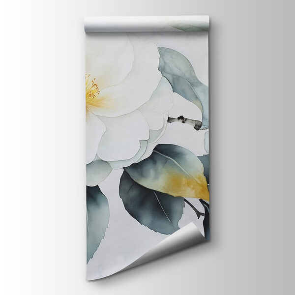 White flower with green leaves