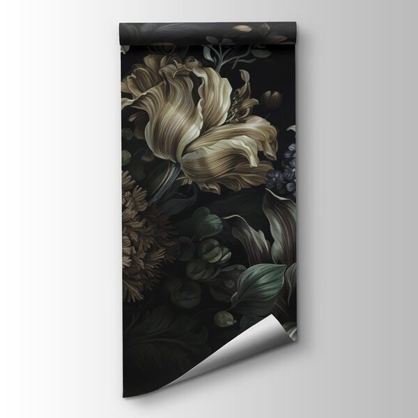 Painting of flowers on a black background