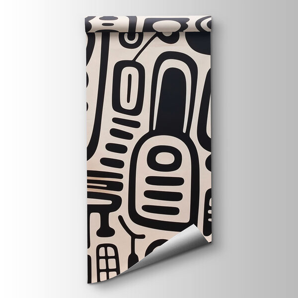 Black and white pattern on a white surface