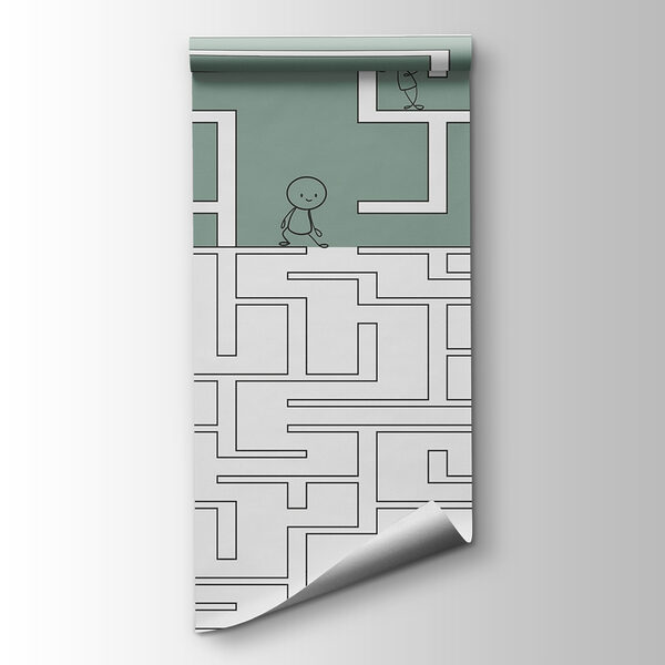 Maze game with cartoon people walking through the maze Maze game with cartoon people walking through the maze