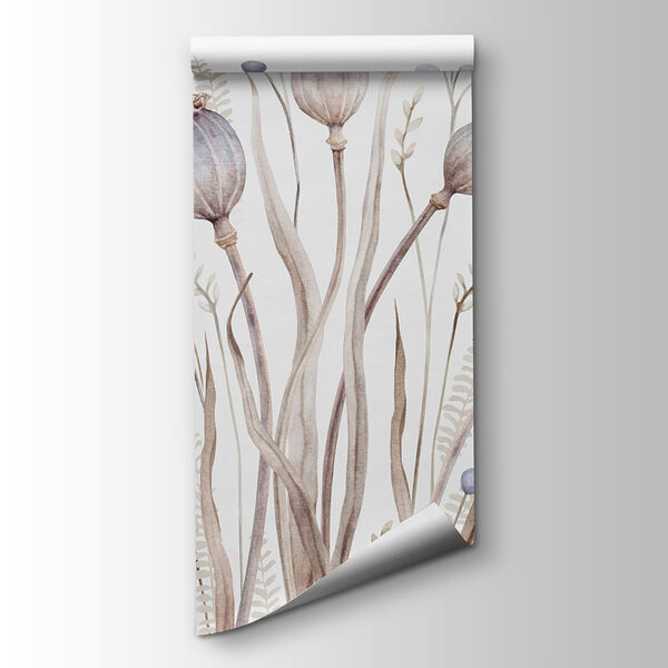 Watercolor painting of flowers and plants