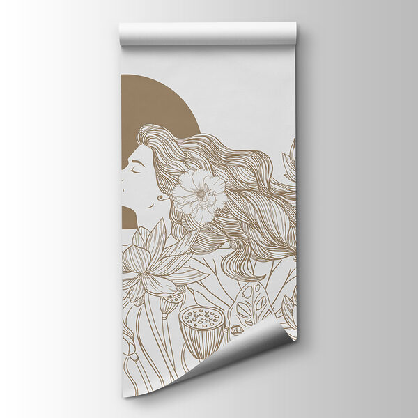 Woman with long hair and flowers