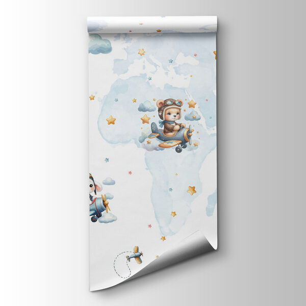 Map of the world with cartoon animals