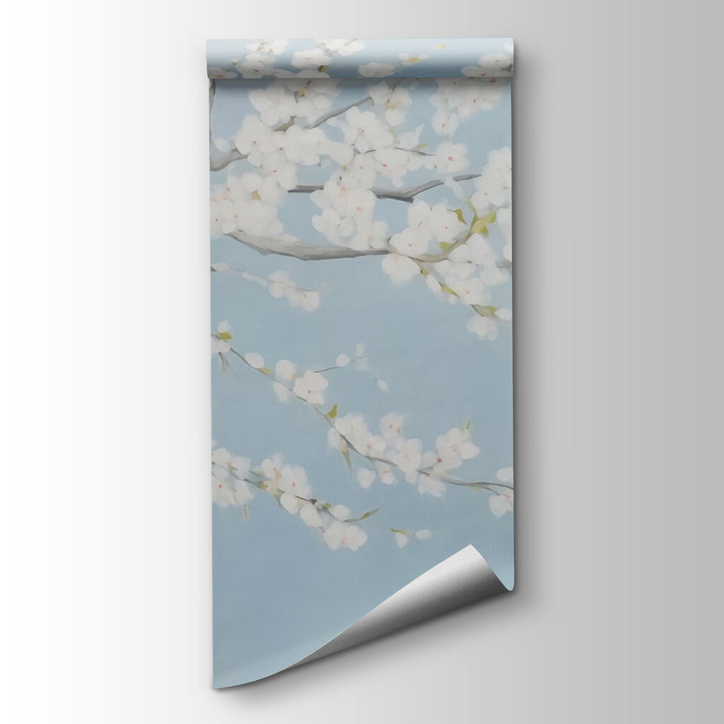 Painting of a tree with white flowers Painting of a tree with white flowers