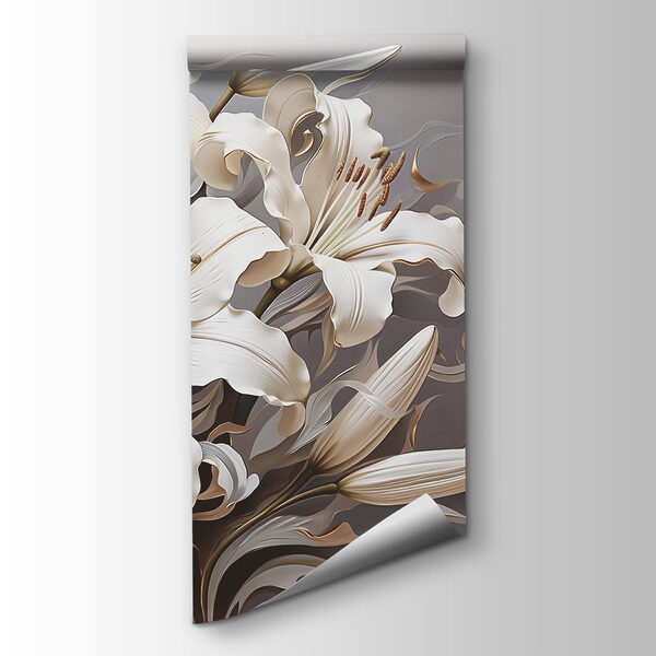 White flowers with brown and white swirls