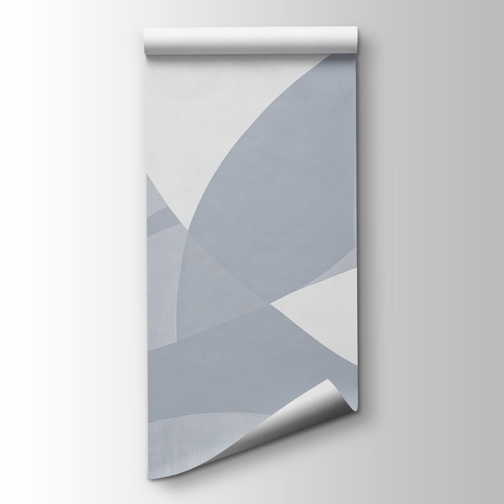 White and grey wall with geometric shapes