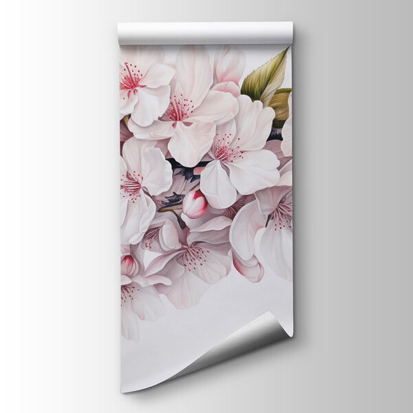 Painting of white flowers on a branch Painting of white flowers on a branch