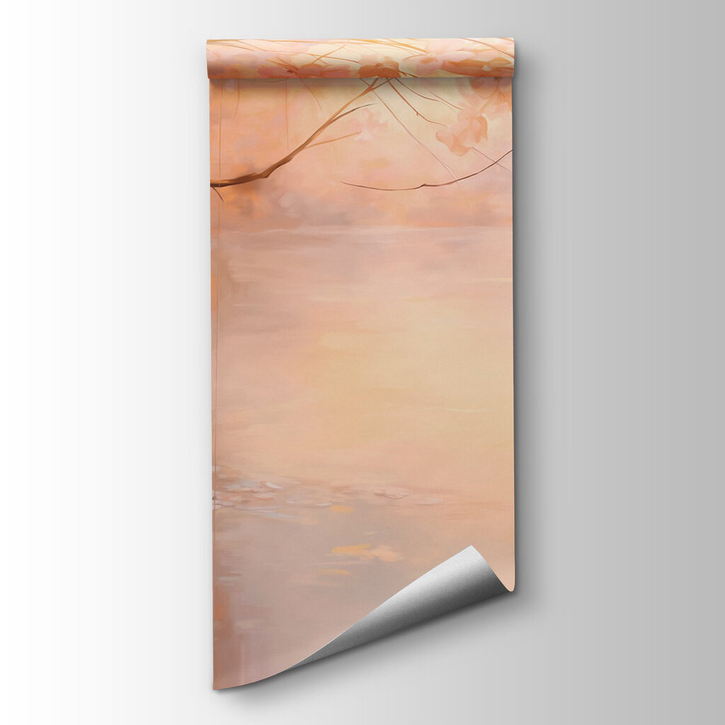 Painting of a tree branch with flowers Painting of a tree branch with flowers