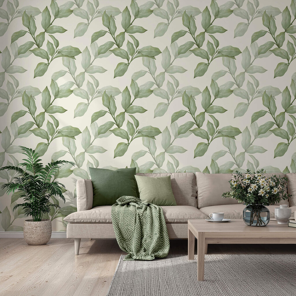 Motif de feuilles sur fond blanc