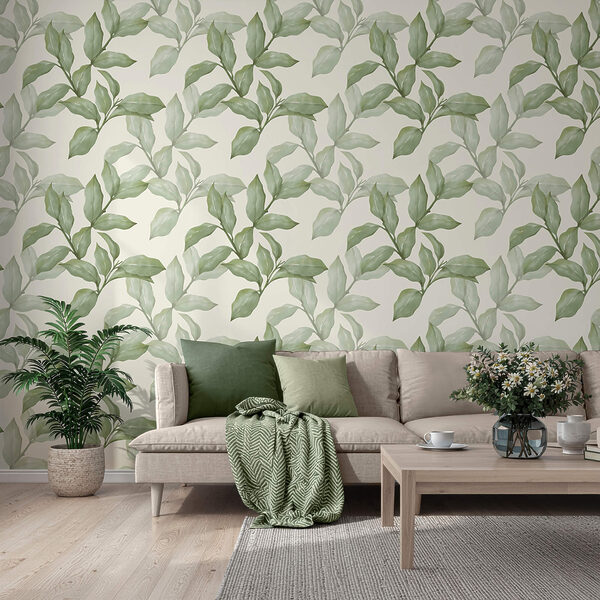 Motif de feuilles sur fond blanc