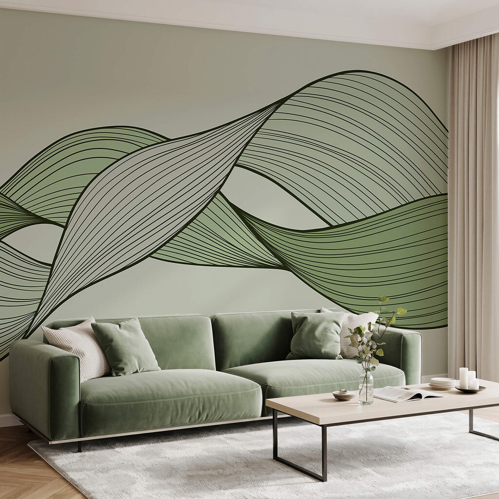 Lignes ondulées vertes et noires