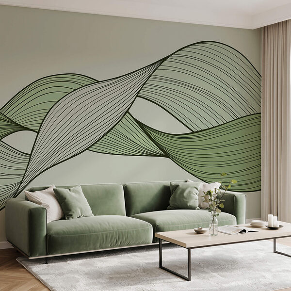 Lignes ondulées vertes et noires