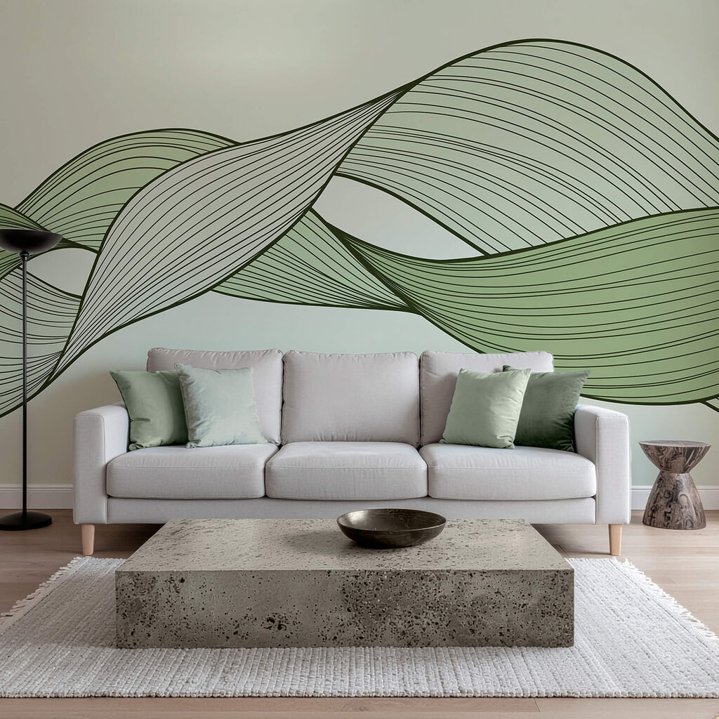 Lignes ondulées vertes et noires