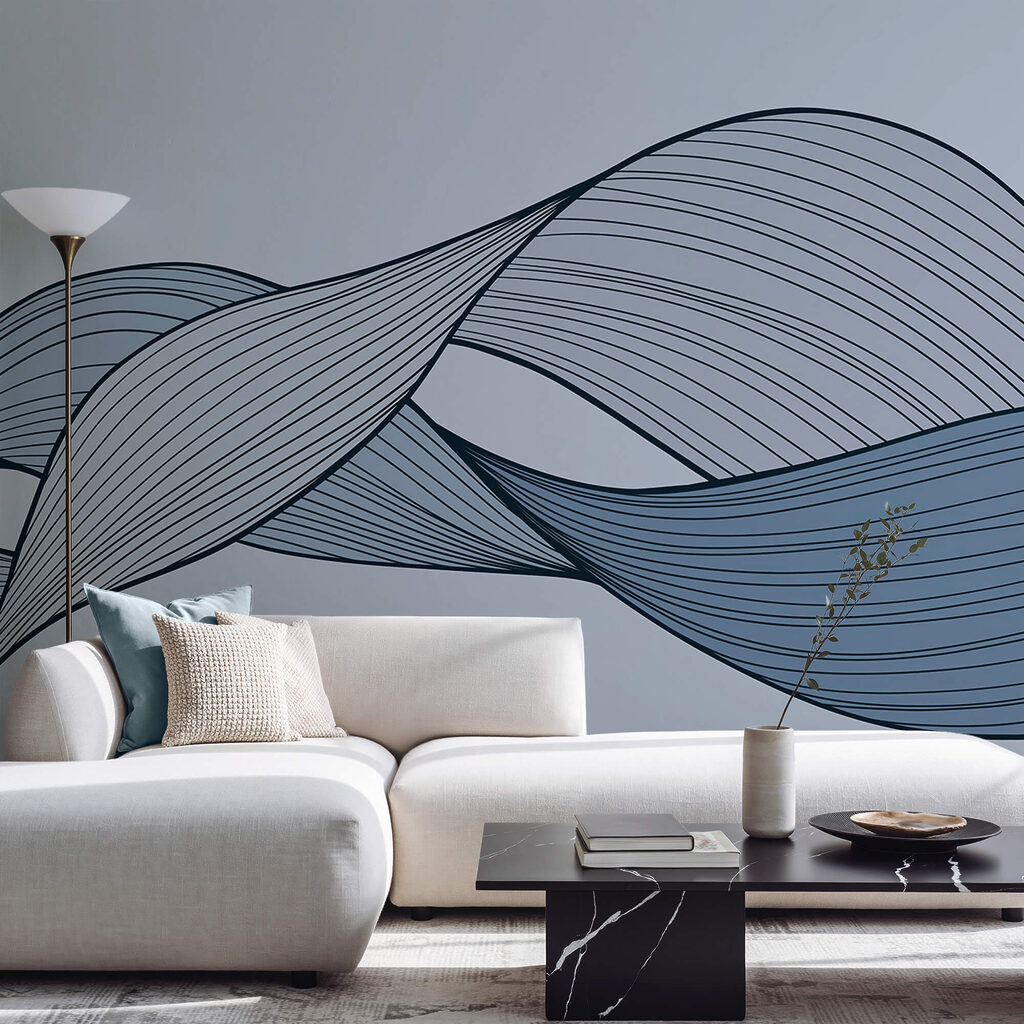 Lignes ondulées bleues et noires Lignes ondulées bleues et noires