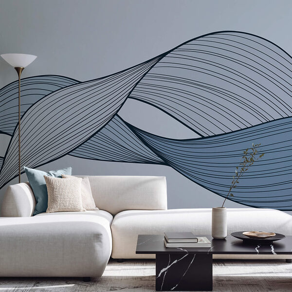 Lignes ondulées bleues et noires Lignes ondulées bleues et noires