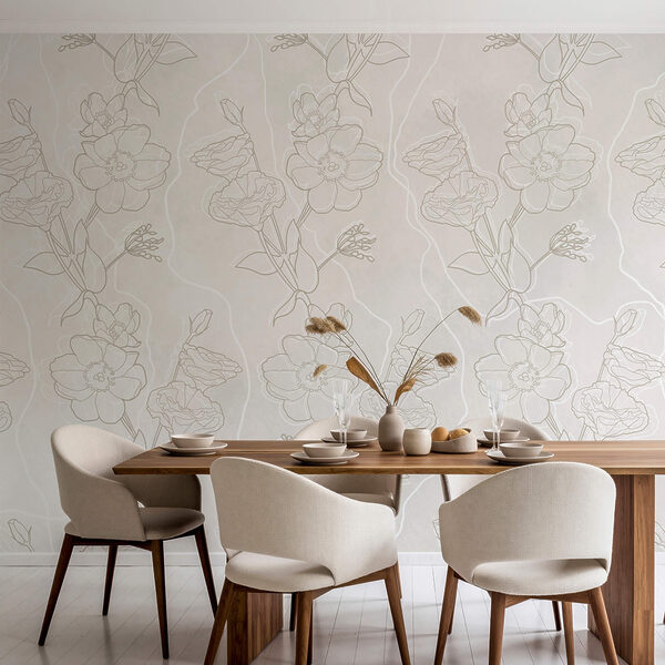 Motif floral blanc et marron Motif floral blanc et marron