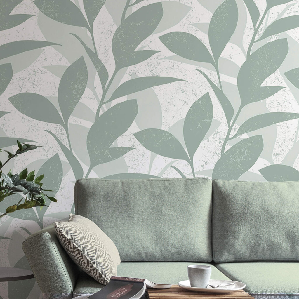 Motif de feuilles sur fond blanc