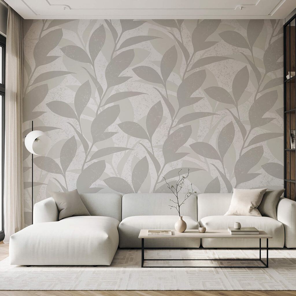 Motif de feuilles sur fond blanc