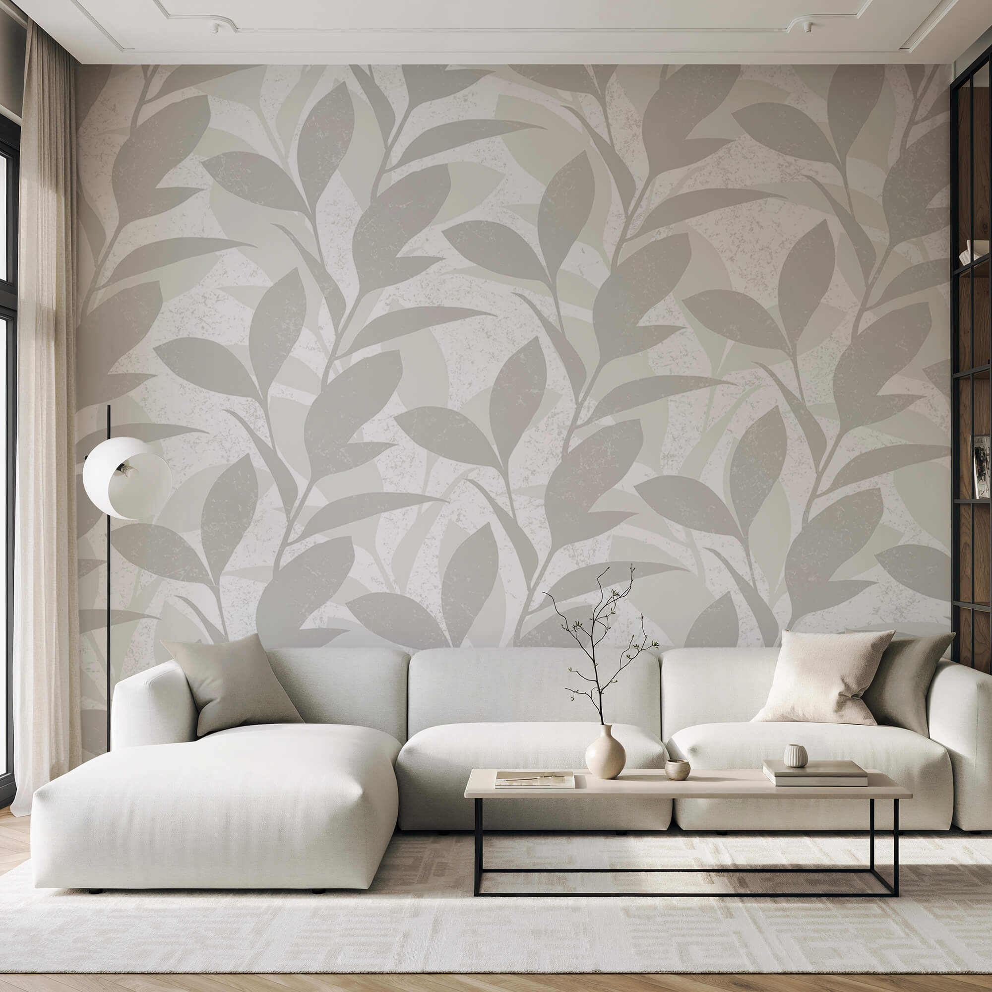 Motif de feuilles sur fond blanc