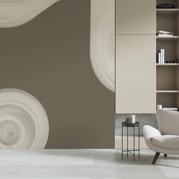 Objet blanc tourbillonnant sur fond brun Objet blanc tourbillonnant sur fond brun