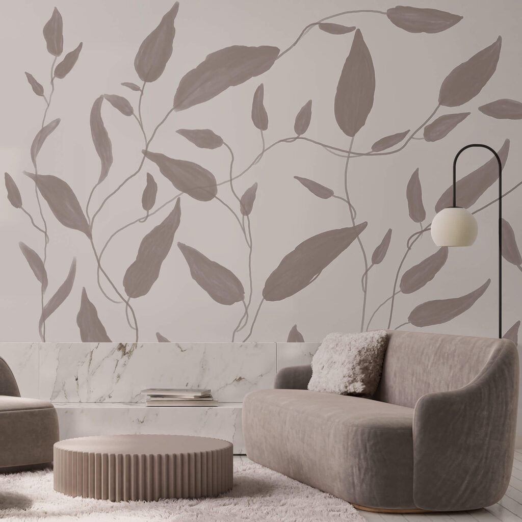 Dessin de feuilles sur fond blanc