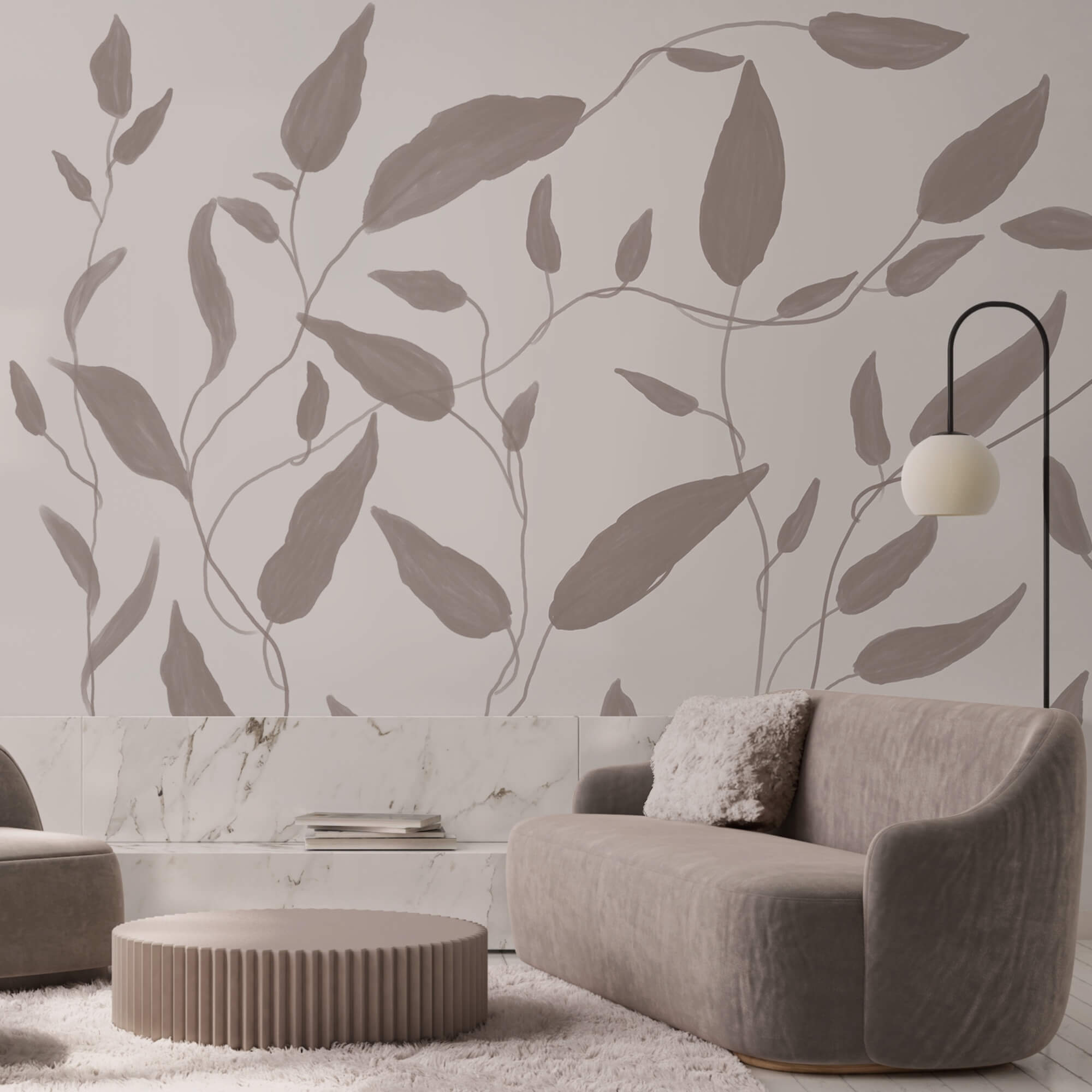 Dessin de feuilles sur fond blanc