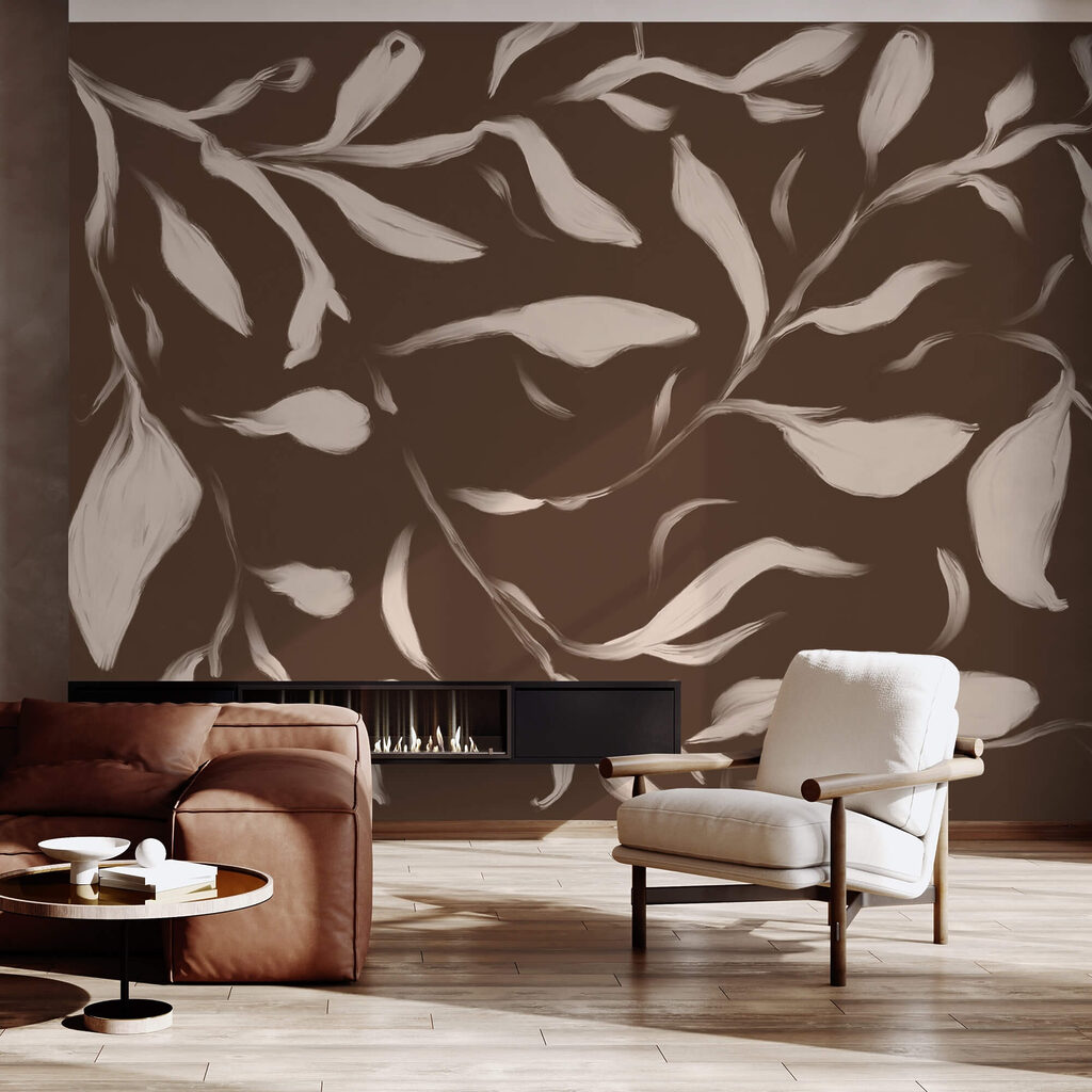 - Feuilles murmurantes sur fond brun