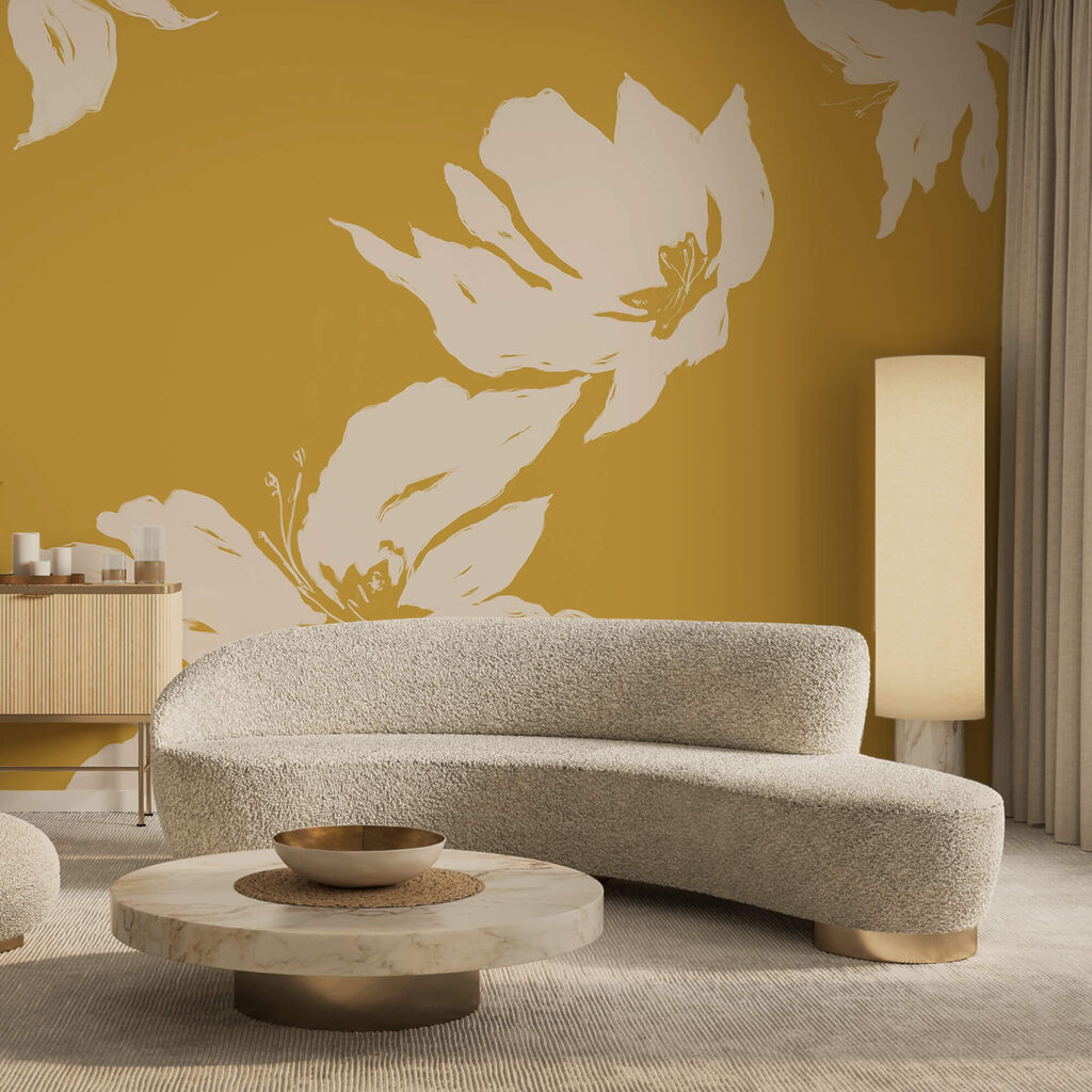 Motif floral sur fond chaud