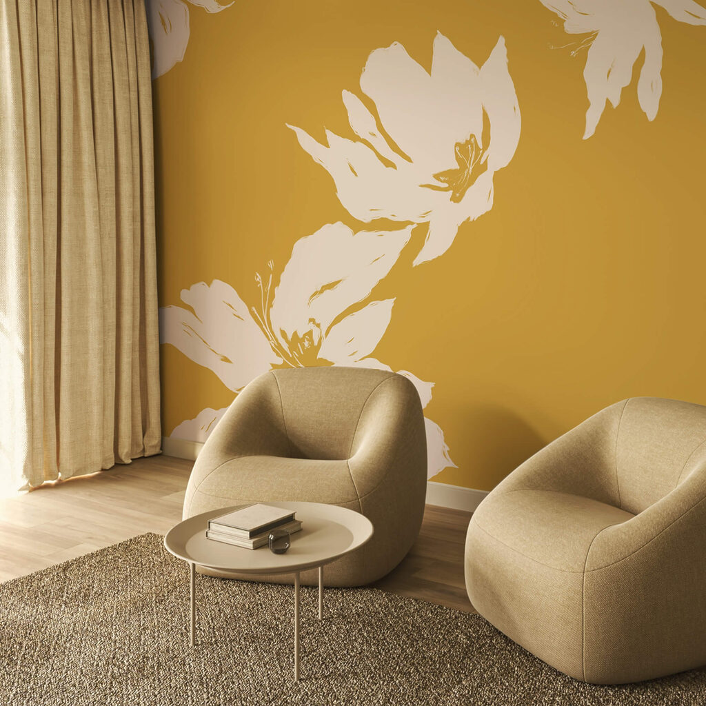 Motif floral sur fond chaud