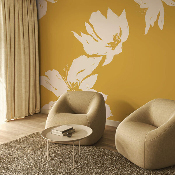 Motif floral sur fond chaud