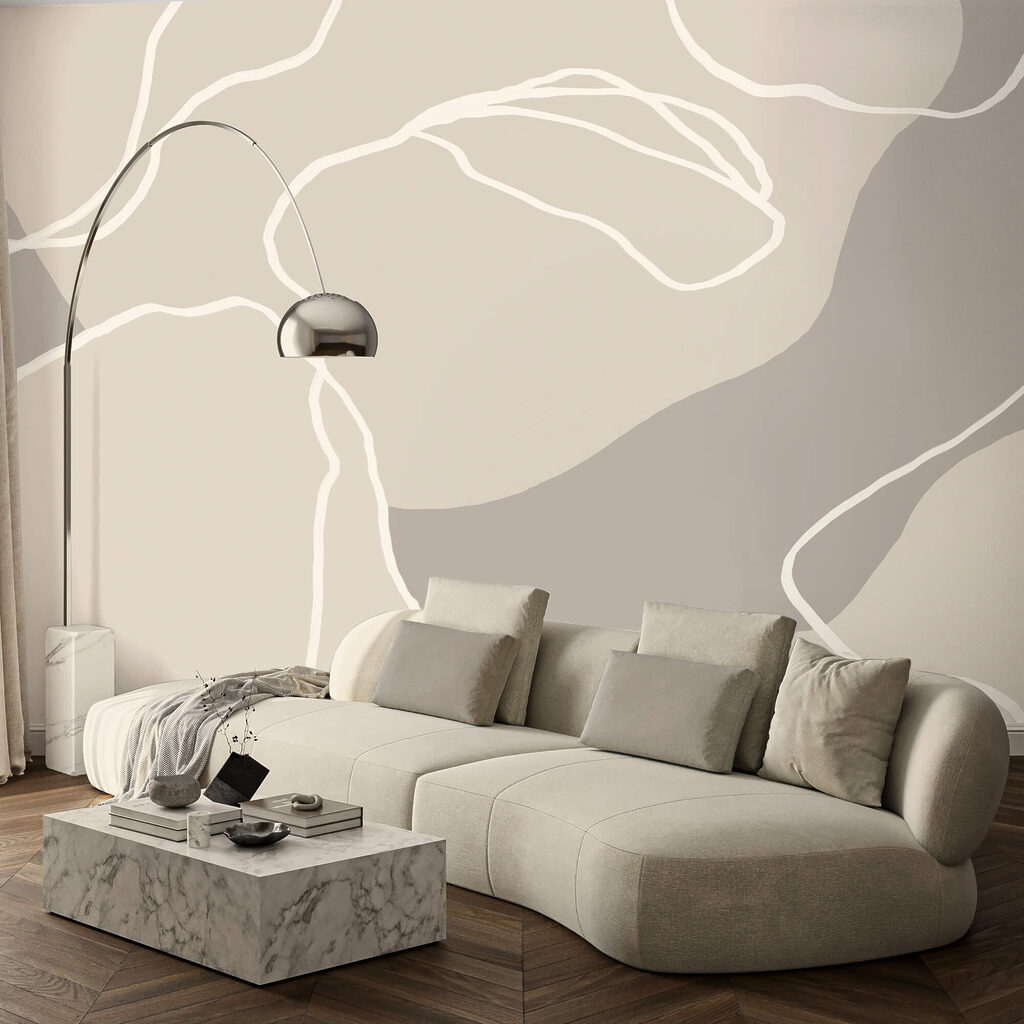 Lignes blanches sur fond beige