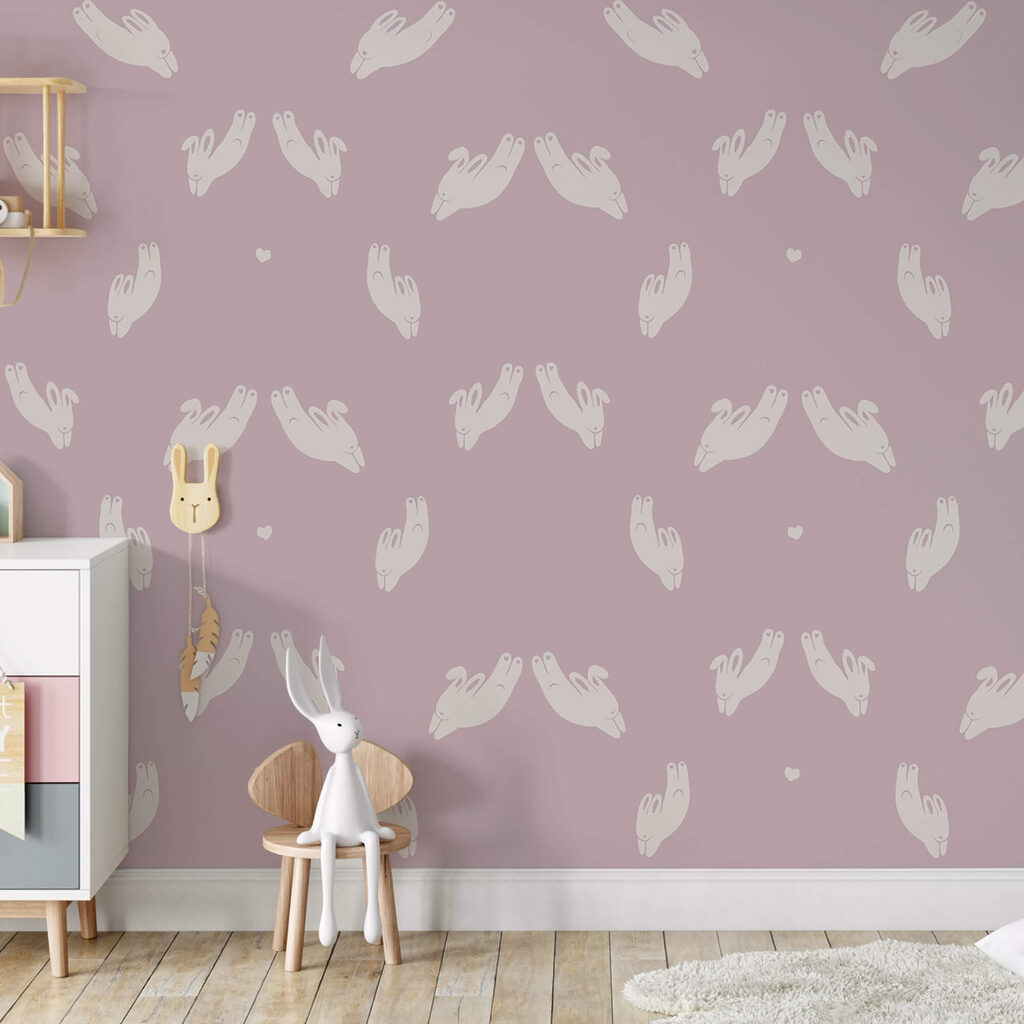Motif de lapins sur fond violet