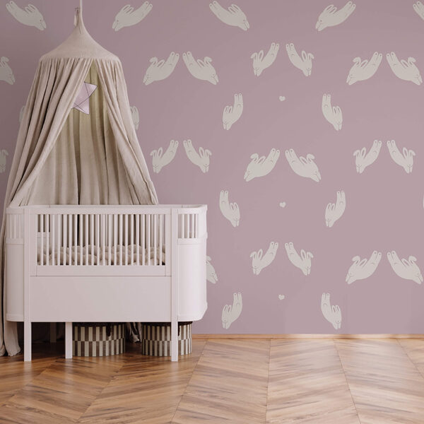 Motif de lapins sur fond violet