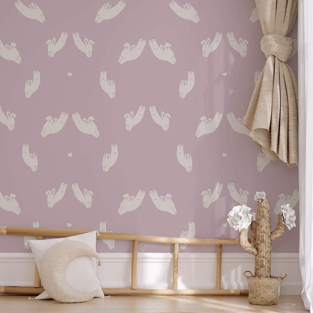 Motif de lapins sur fond violet