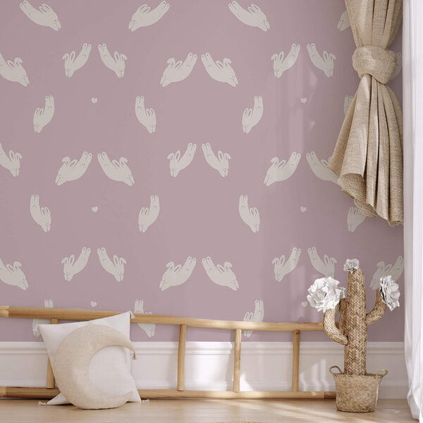Motif de lapins sur fond violet