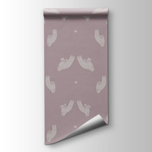 Pattern of rabbits on a purple background