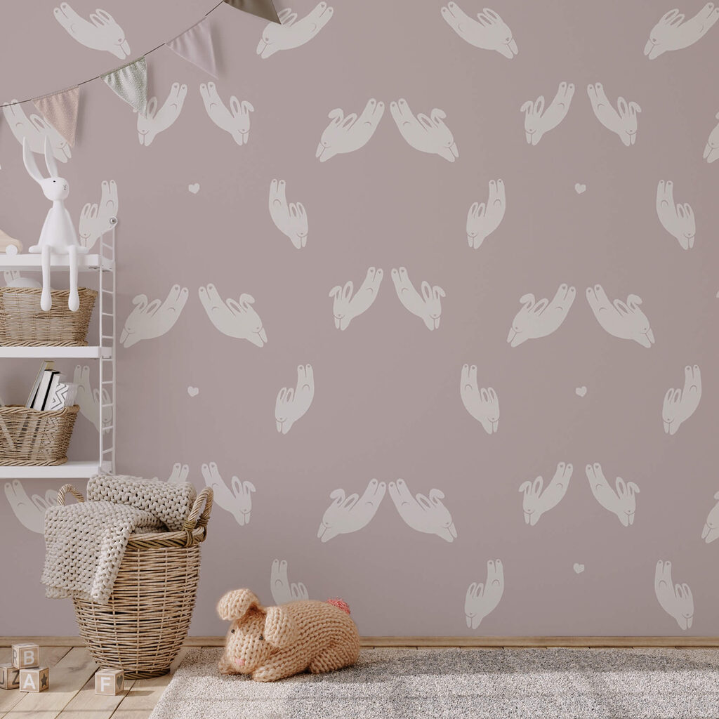 Motif de lapins sur fond gris