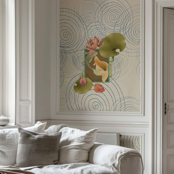 Motif de spirales et de fleurs