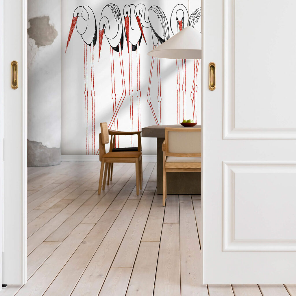 Groupe d'oiseaux aux longues pattes